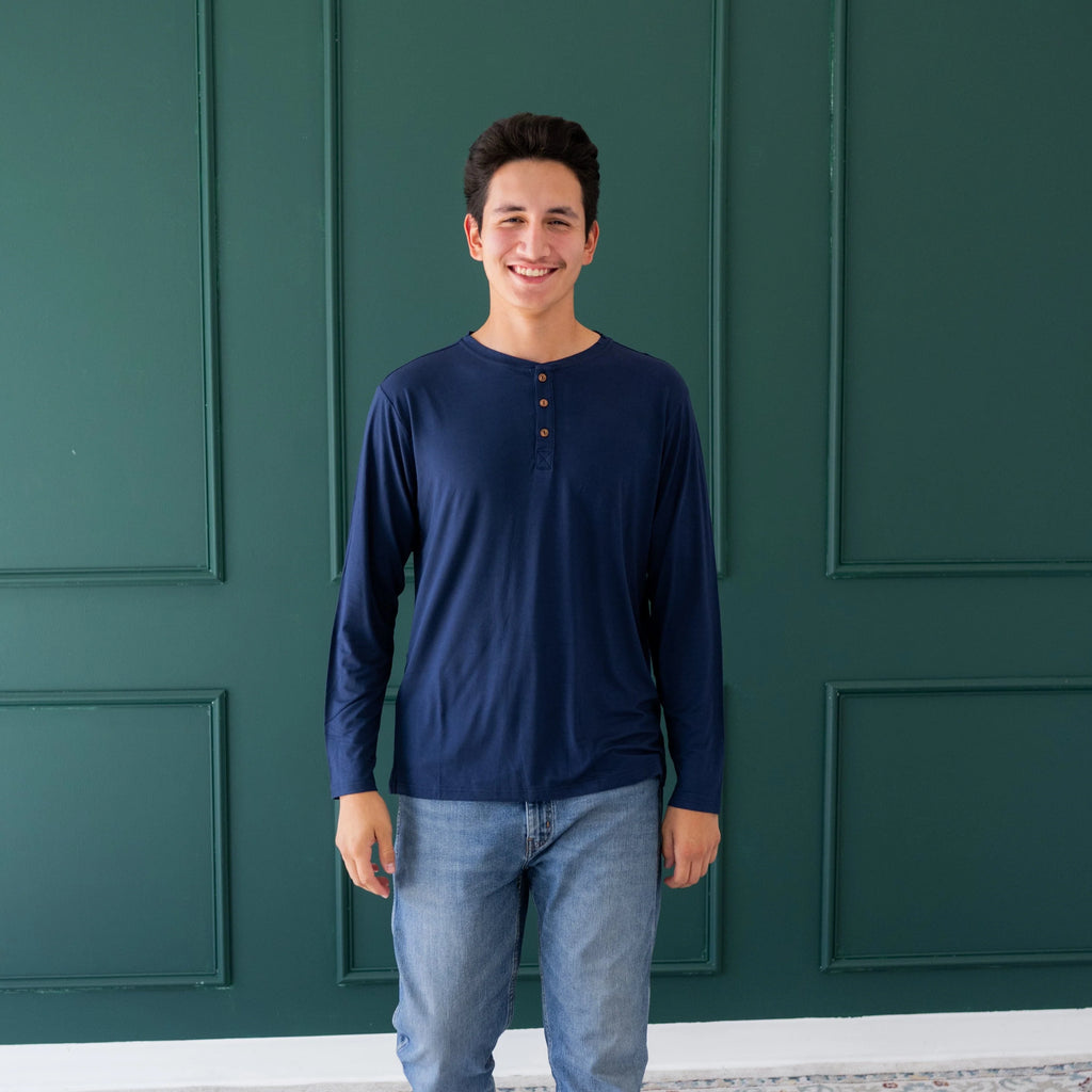 Men's Long Sleeve Henley Top