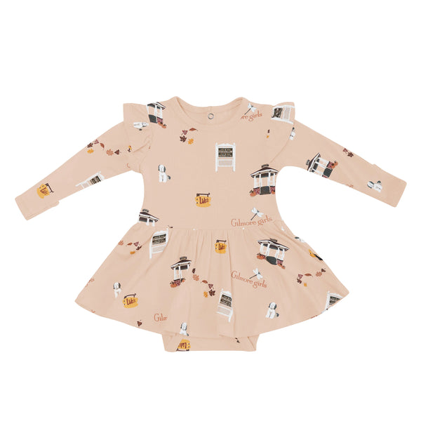 Long Sleeve Twirl Bodysuit Dress