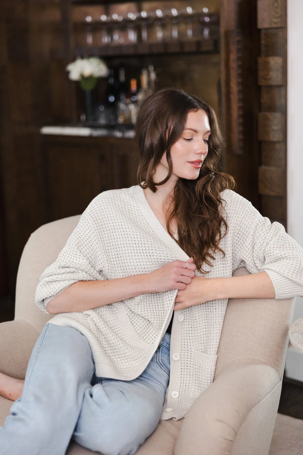 Chunky Knit Women's Waffle Cardigan