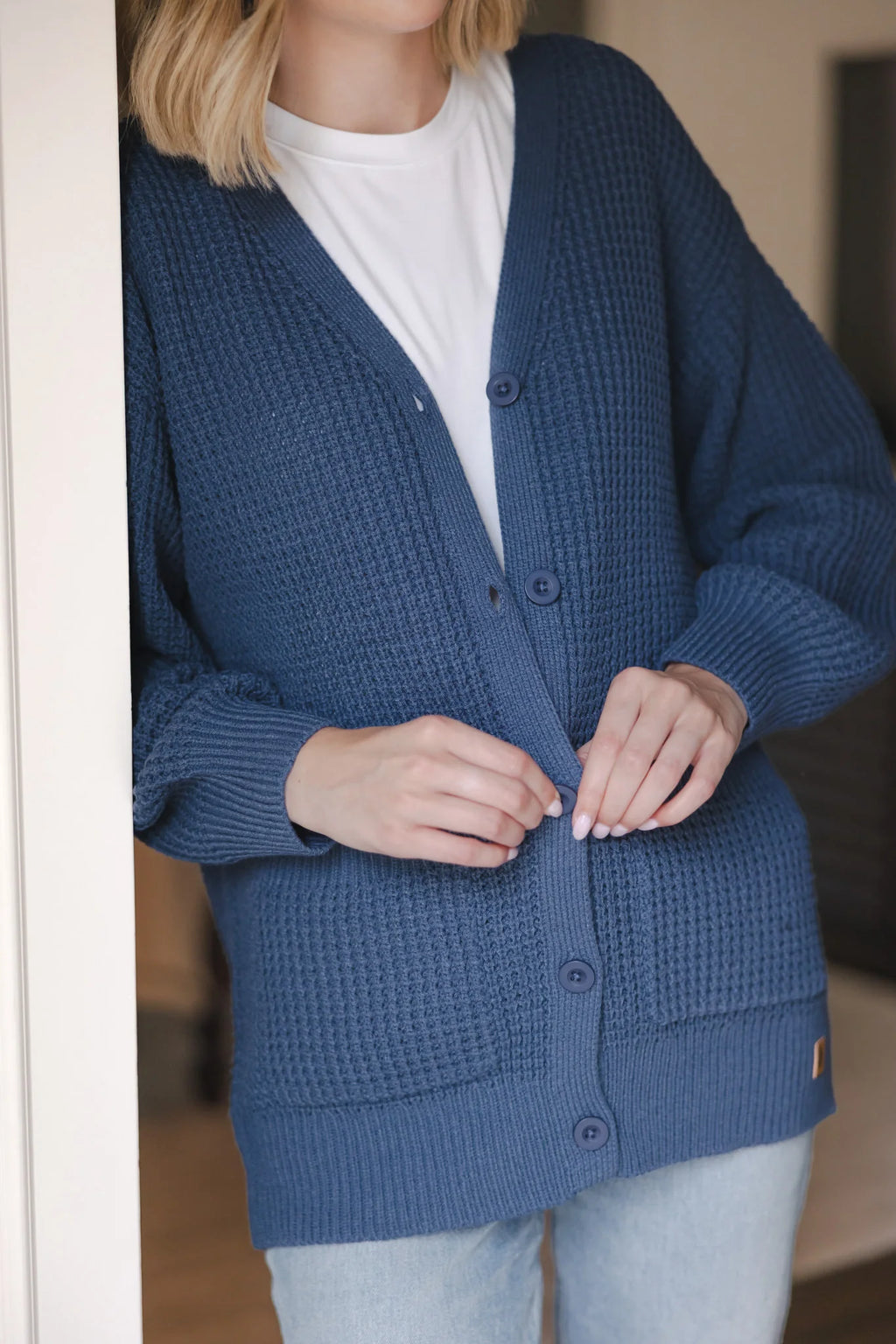 Chunky Knit Women's Waffle Cardigan