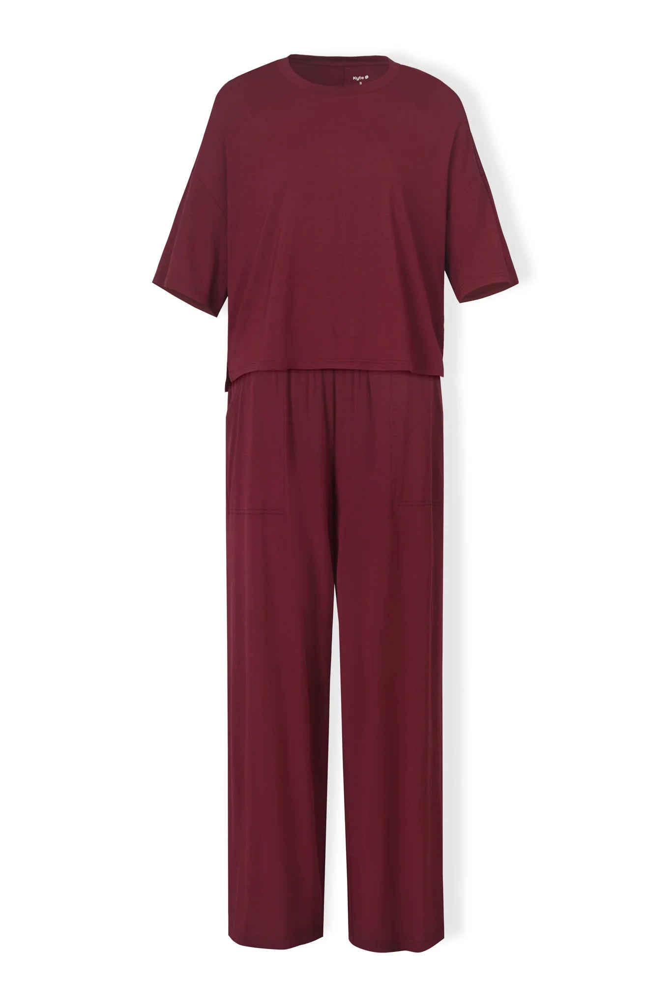 Women's Wide Leg Pant Set in Burgundy Secondary image