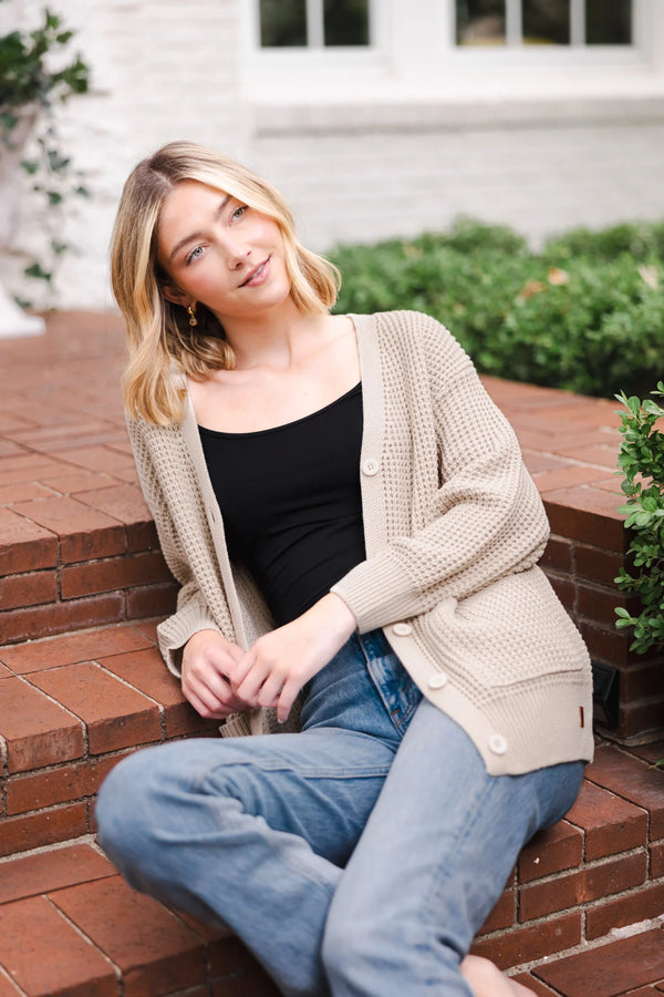 Chunky Knit Women's Waffle Cardigan