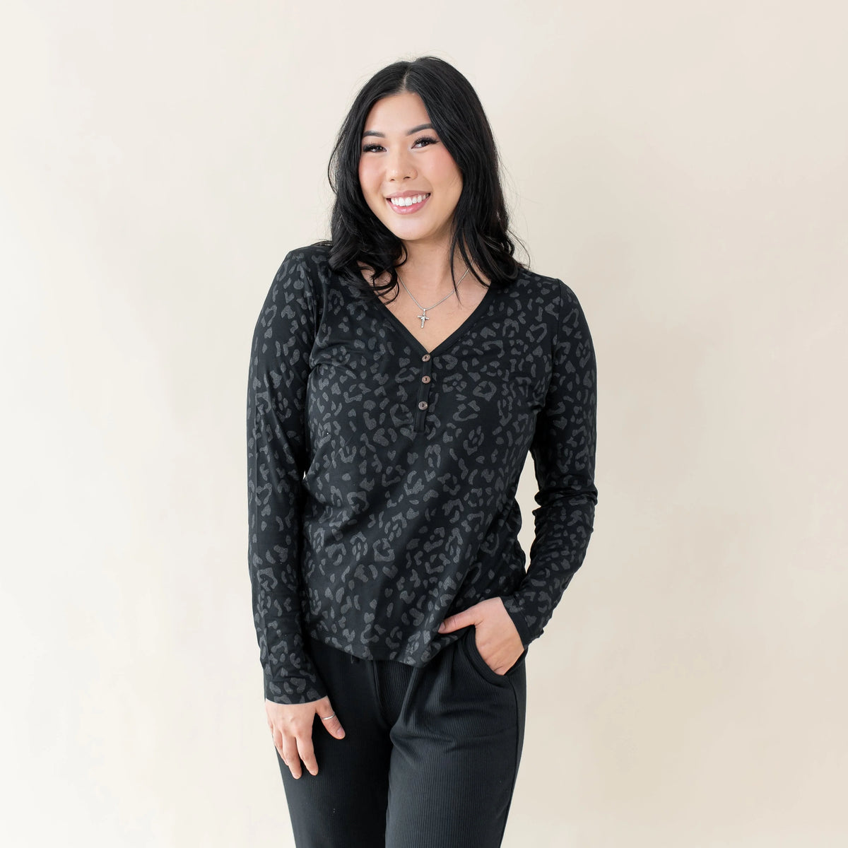Women's Long Sleeve Henley Tee
