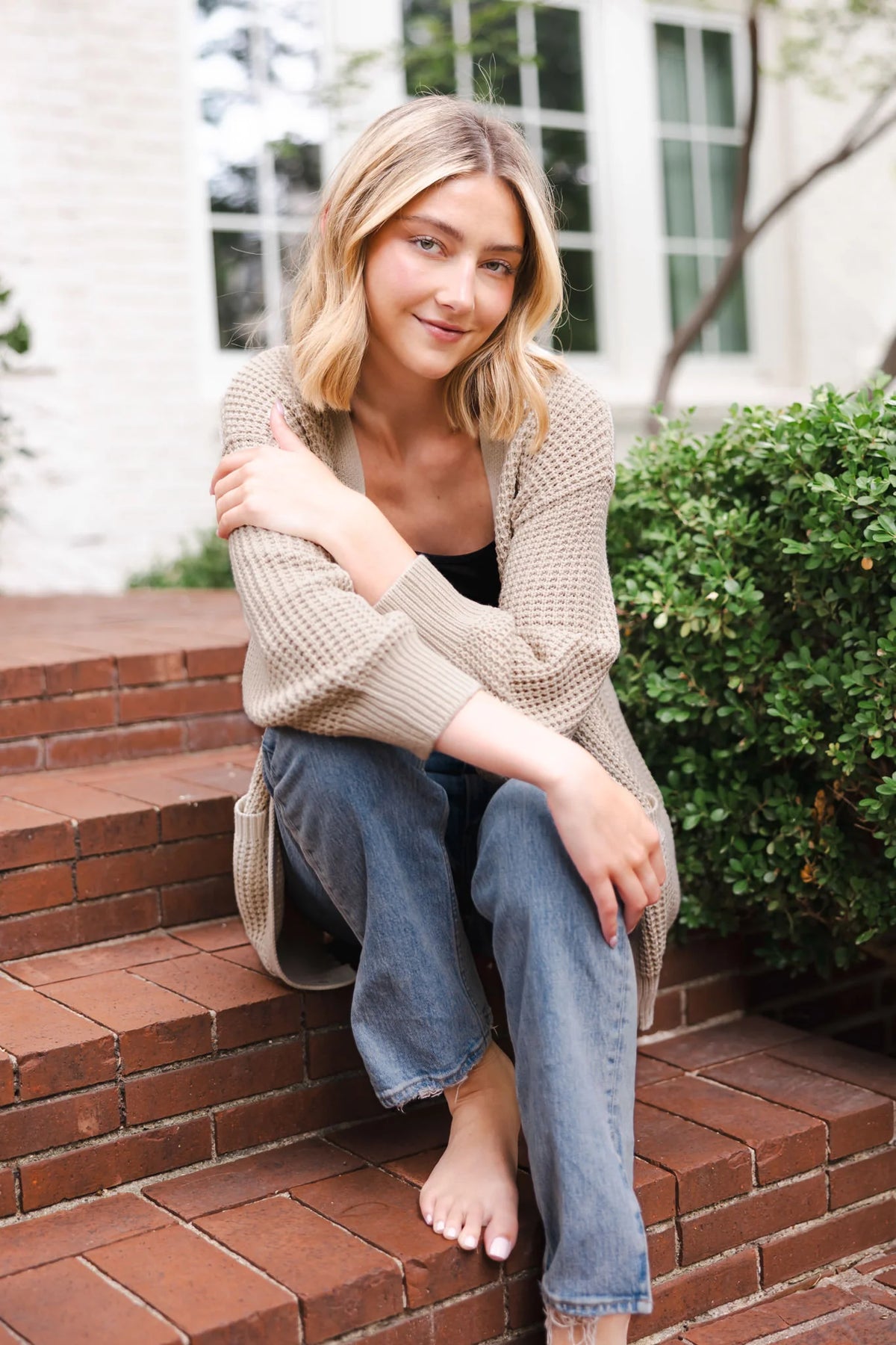 Chunky Knit Women's Waffle Cardigan