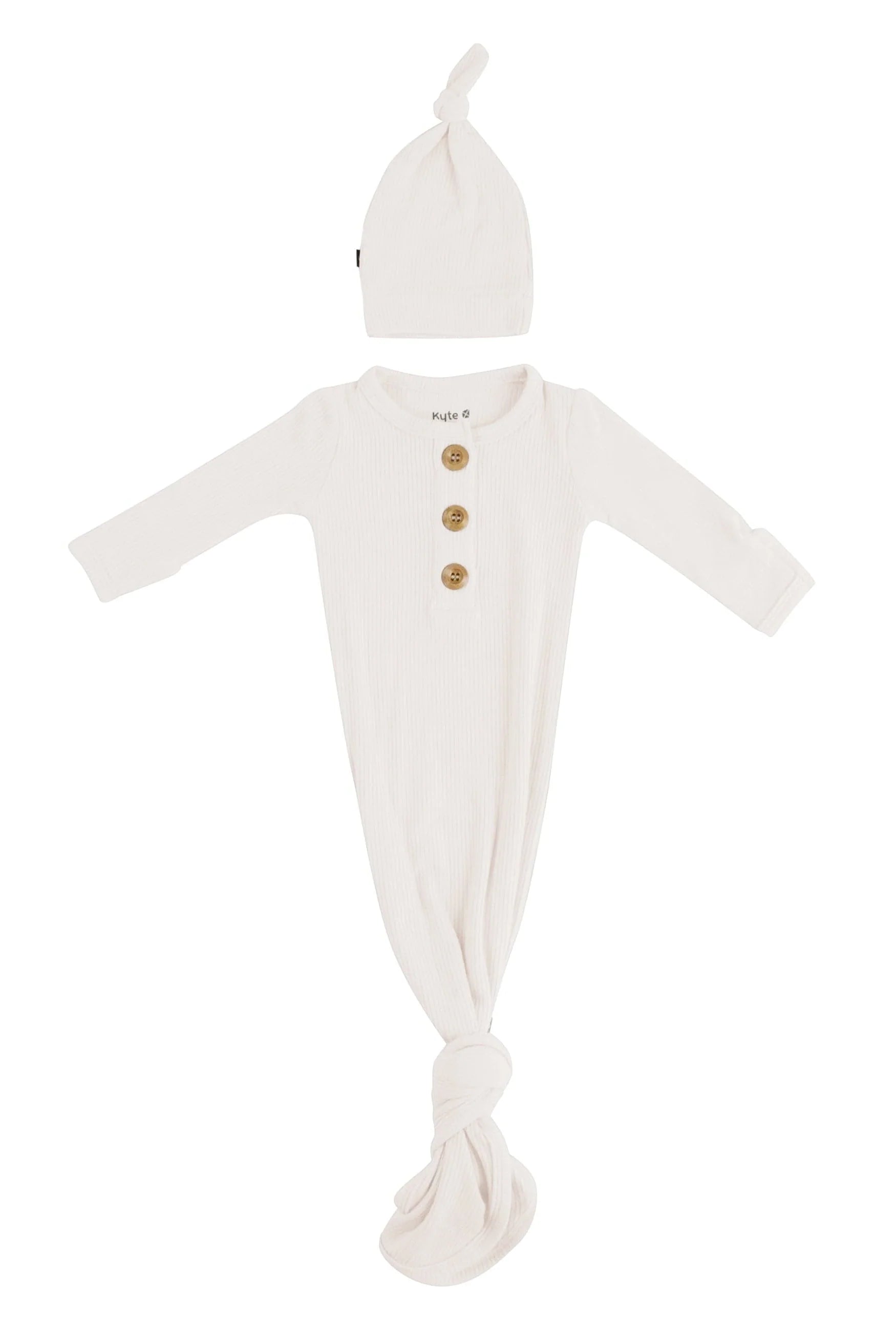 Ribbed Knotted Day Gown with Hat Set Secondary image