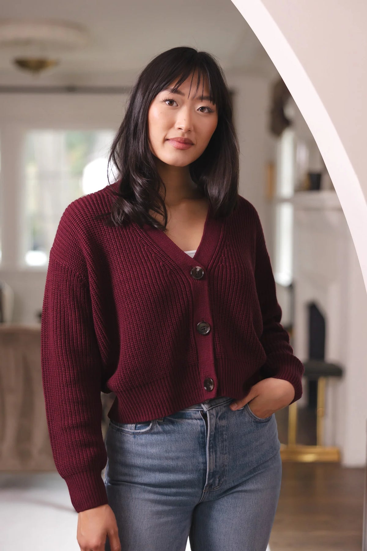 Chunky Knit Women's Cropped Cardigan