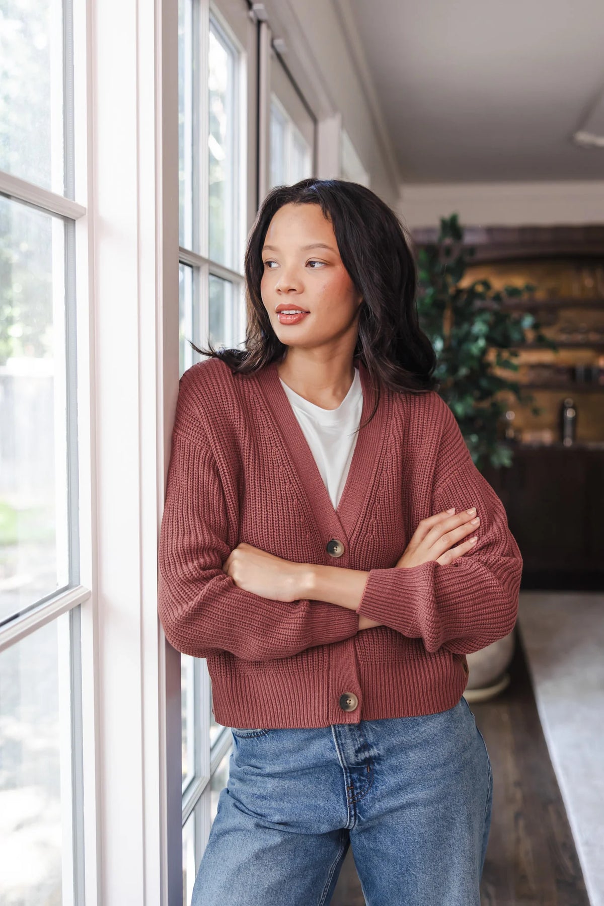 Chunky Knit Women's Cropped Cardigan