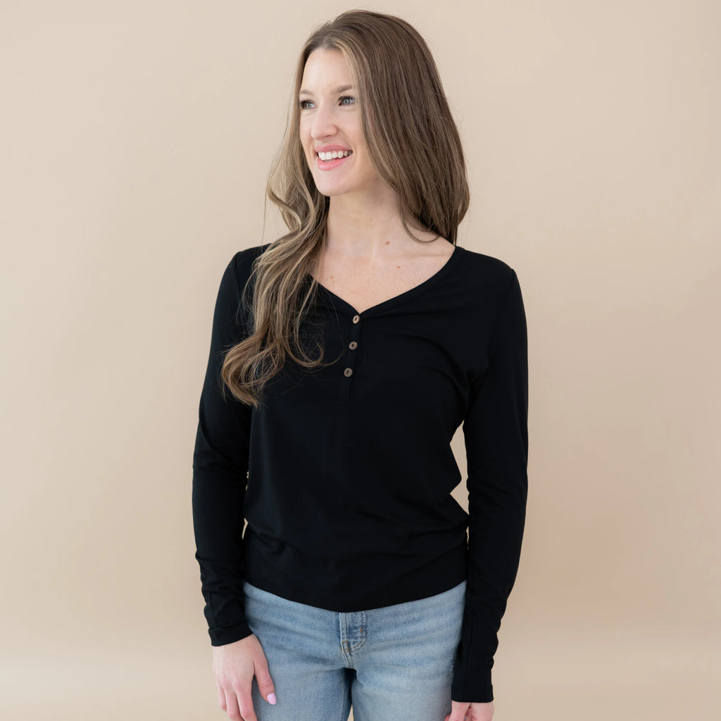 Women's Long Sleeve Henley Tee