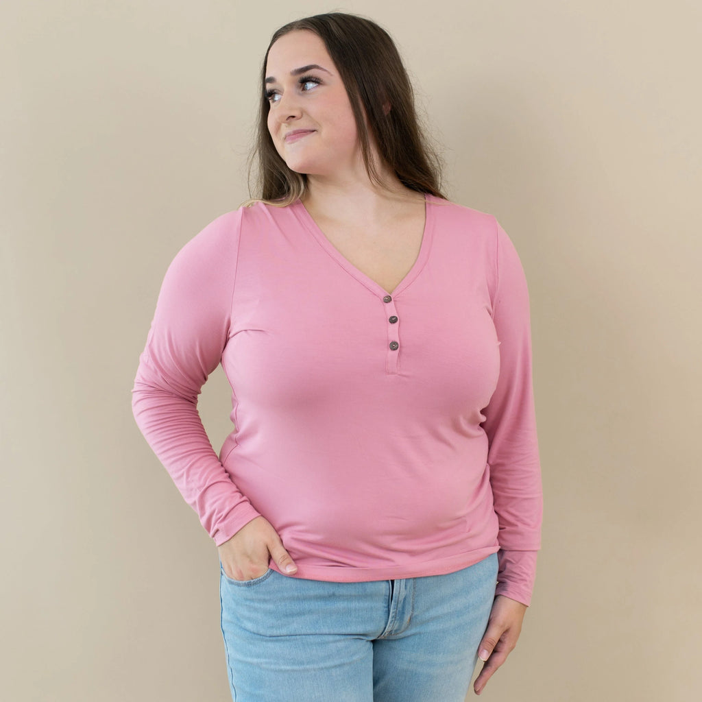 Women's Long Sleeve Henley Tee