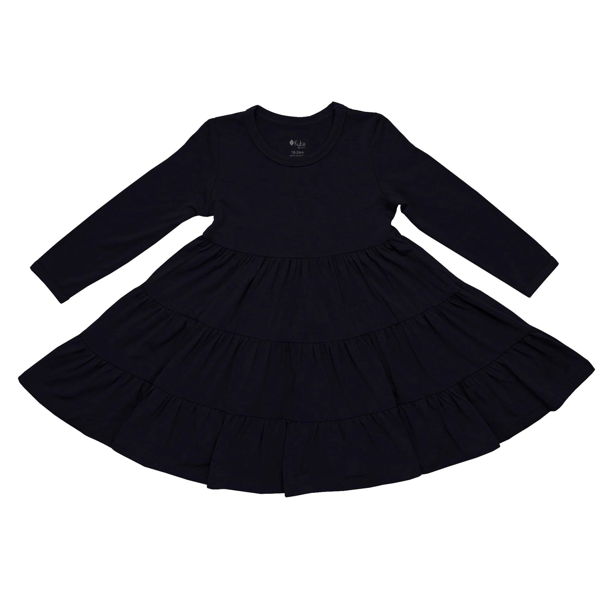 Long Sleeve Tiered Dress in Midnight Secondary image