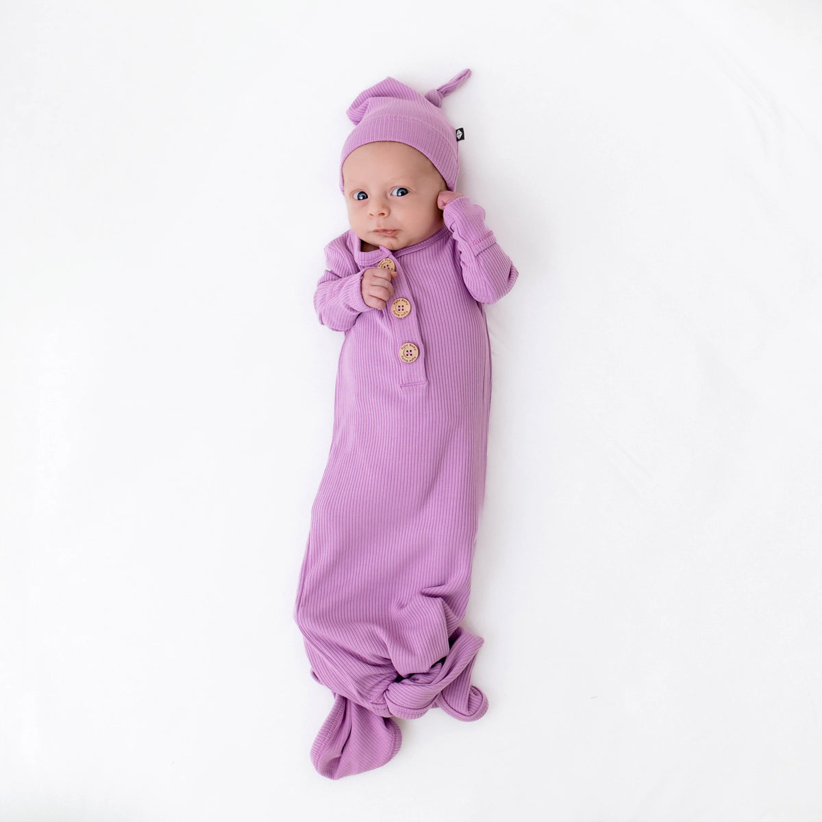 Ribbed Knotted Day Gown with Hat Set