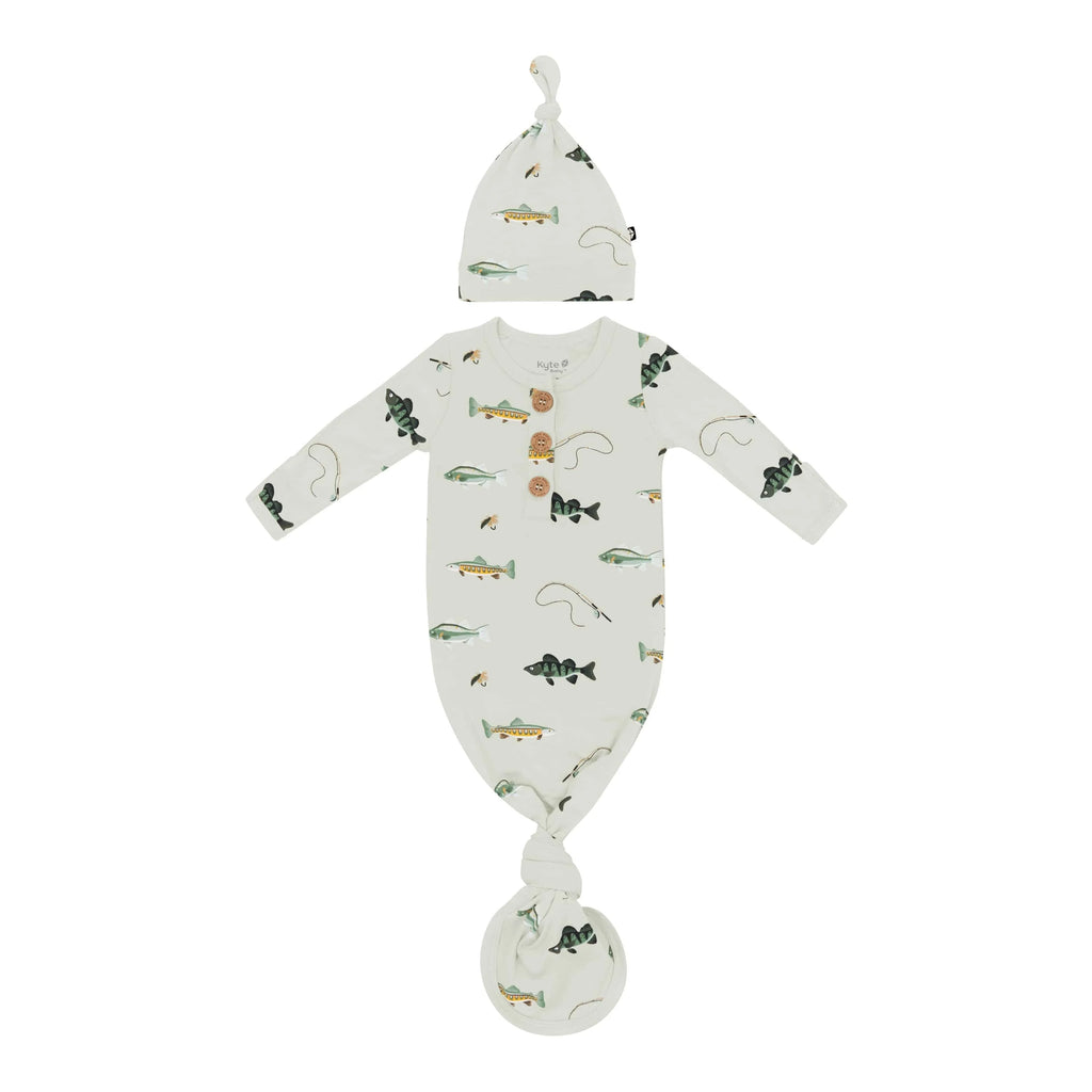 Knotted Day Gown with Hat Set Set in Fishing