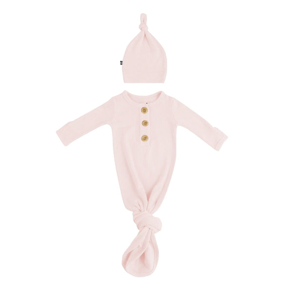 Ribbed Knotted Day Gown with Hat Set