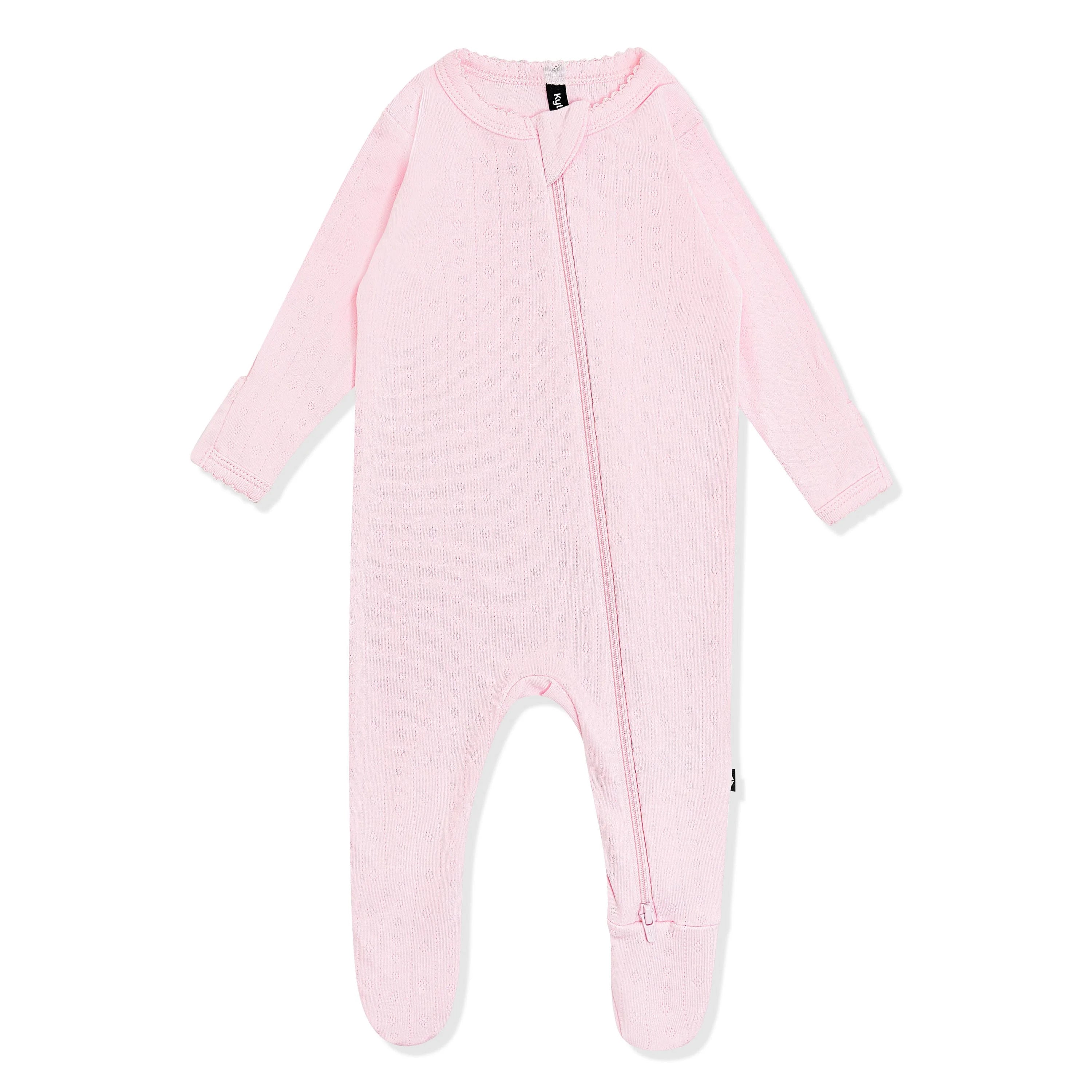 Pointelle Zippered Footie in Sakura Secondary image