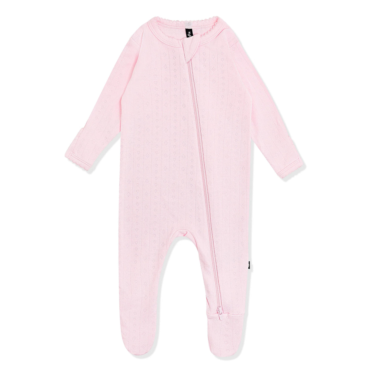 Pointelle Zippered Footie in Sakura