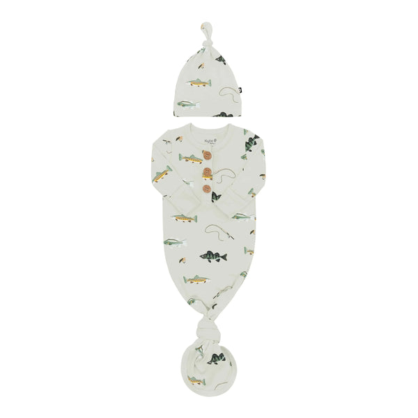 Knotted Day Gown with Hat Set Set in Fishing