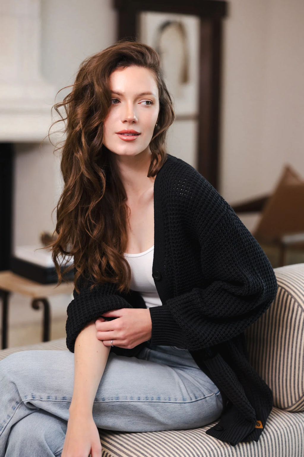 Chunky Knit Women's Waffle Cardigan