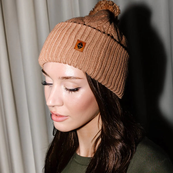 Cable Knit Adult Pom Beanie