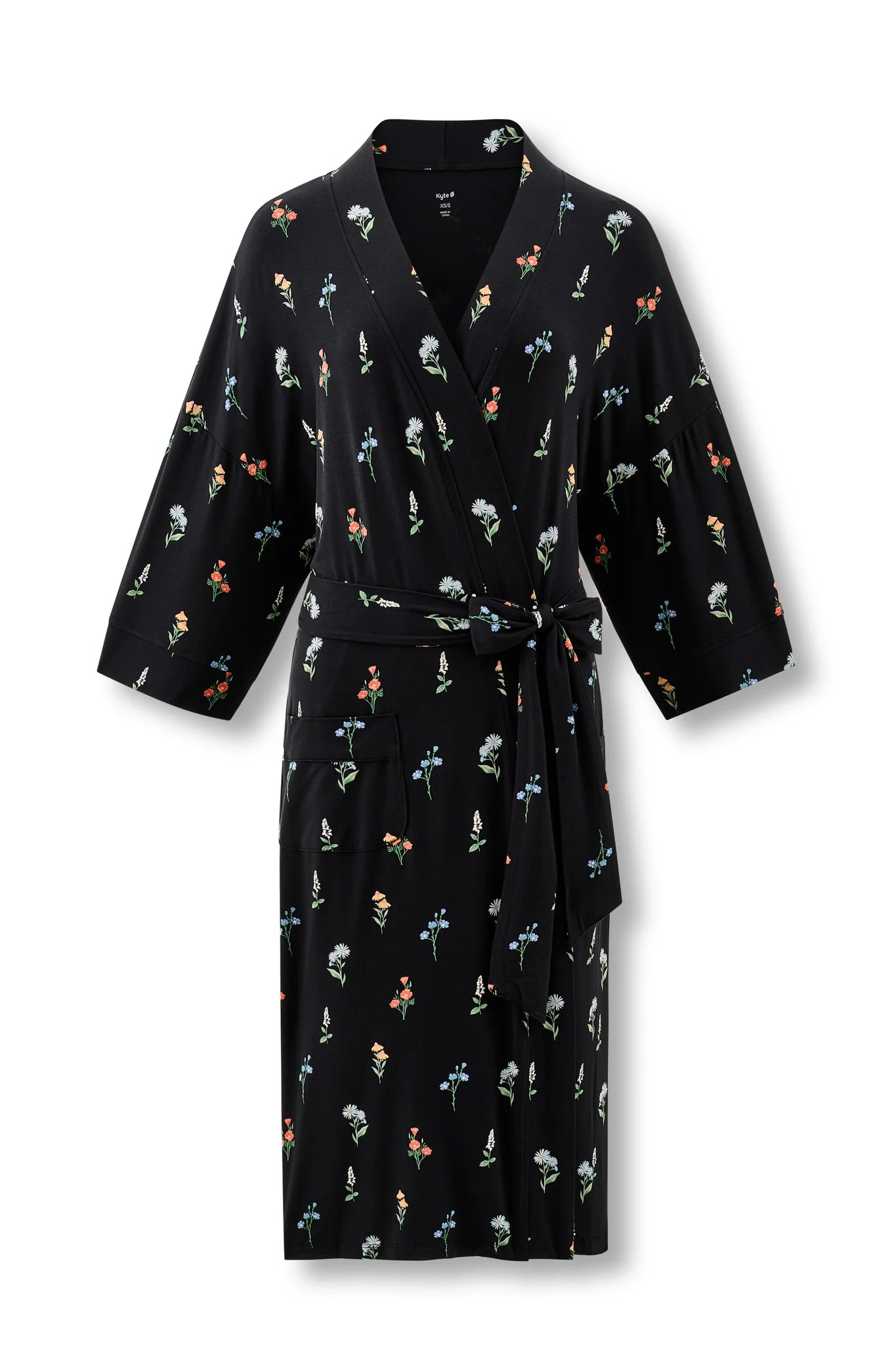 Women’s Kimono Robe in Midnight Wildflower Secondary image