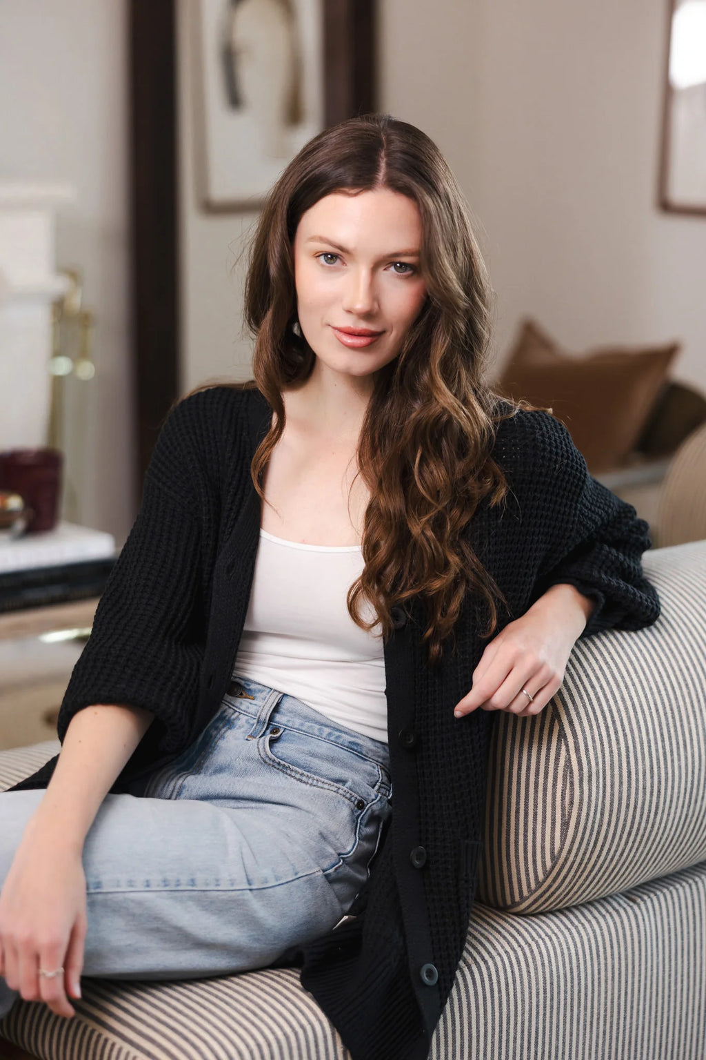 Chunky Knit Women's Waffle Cardigan