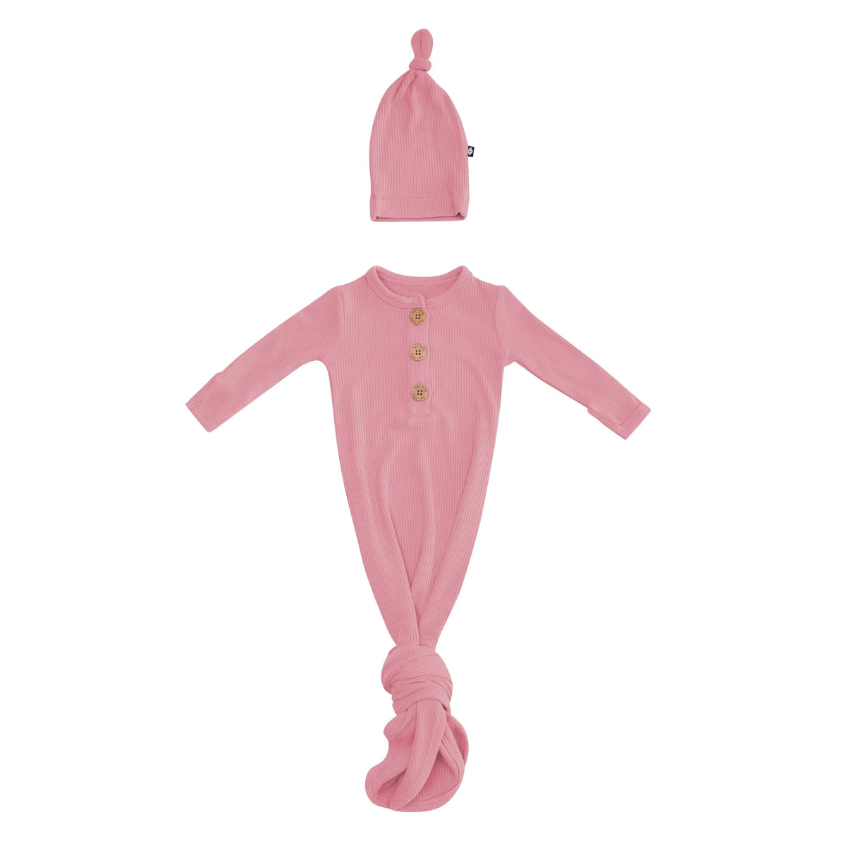 Ribbed Knotted Day Gown with Hat Set
