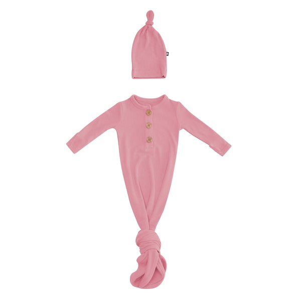 Ribbed Knotted Day Gown with Hat Set
