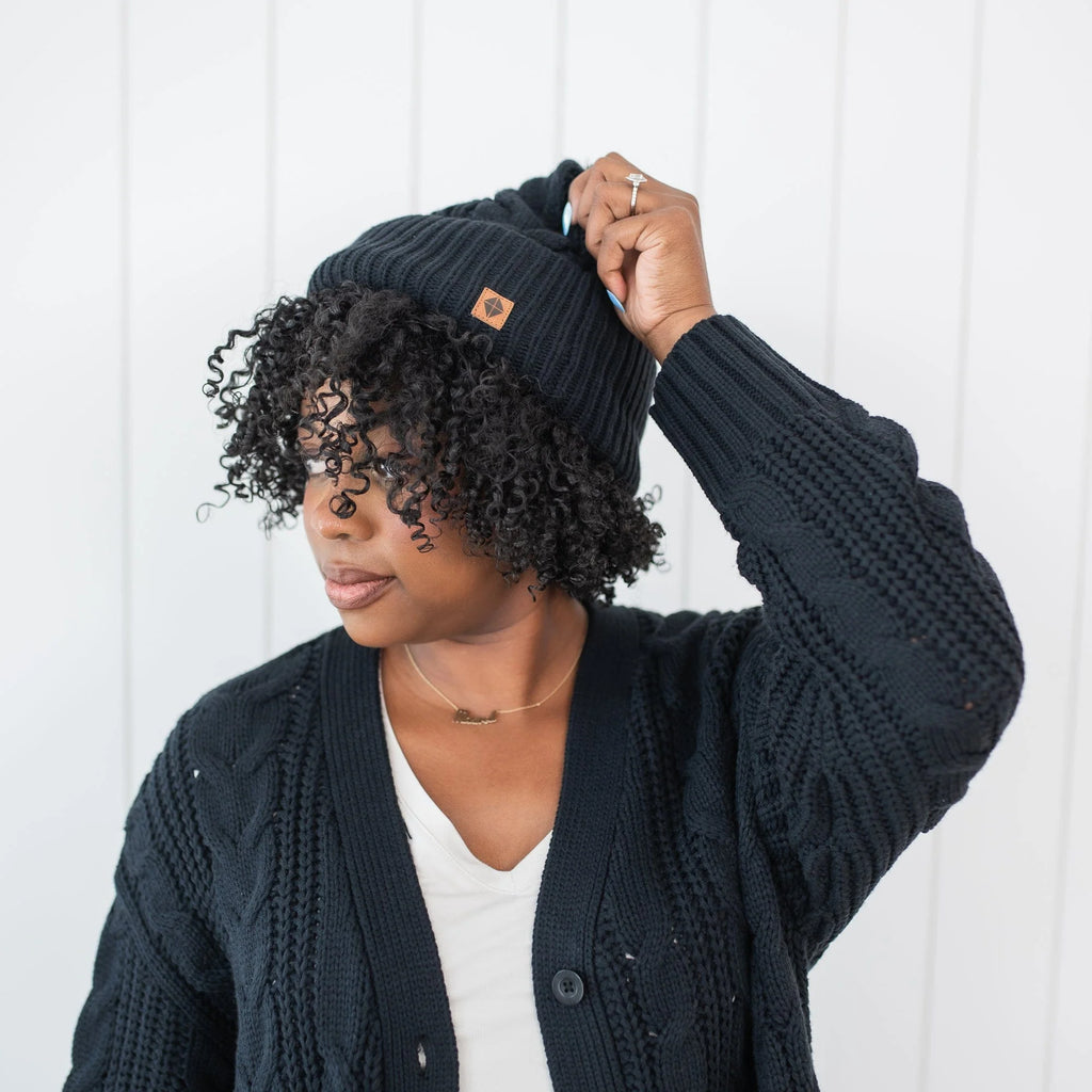 Cable Knit Adult Pom Beanie