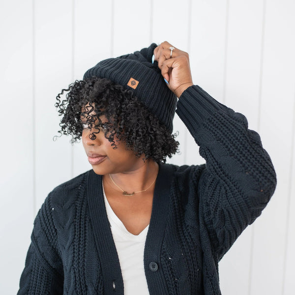 Cable Knit Adult Pom Beanie