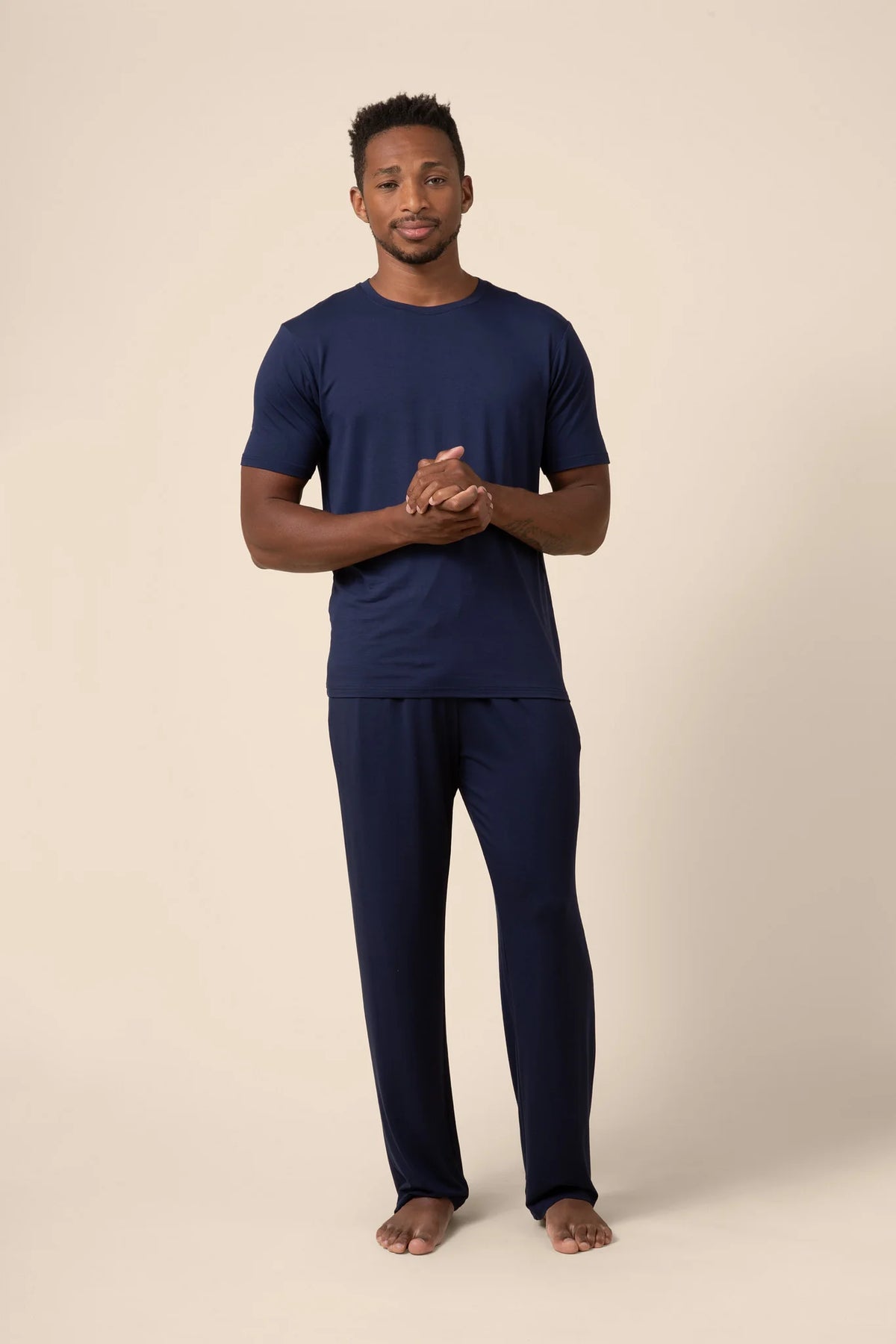 Men's Short Sleeve & Pant PJ Set in Navy Main image