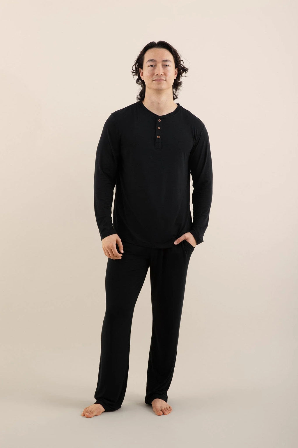 Men's Long Sleeve Henley Top