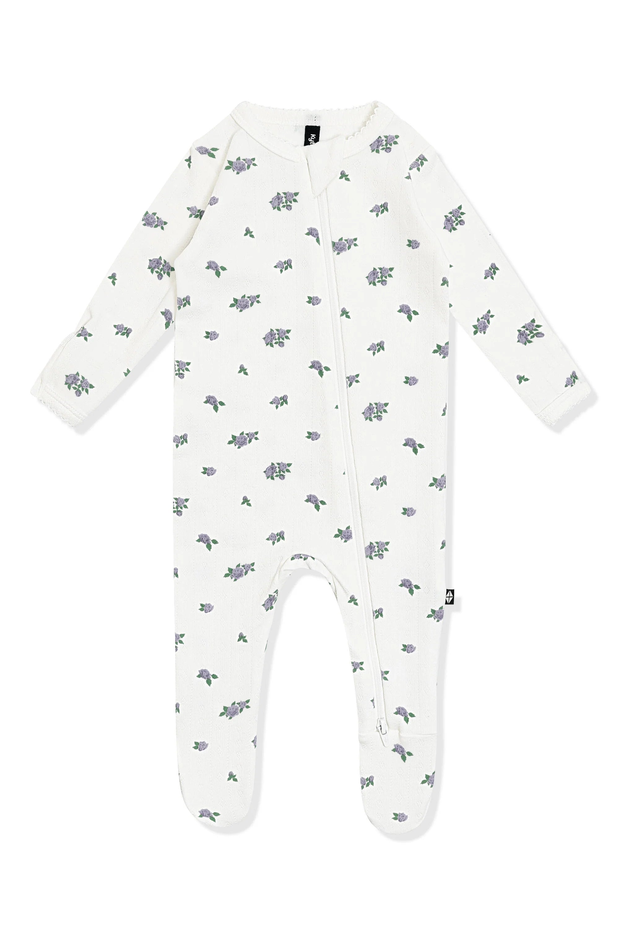 Pointelle Zippered Footie in Spray Rose Secondary image