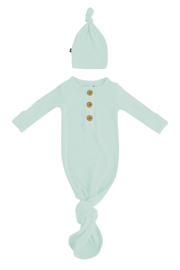 Ribbed Knotted Day Gown with Hat Set