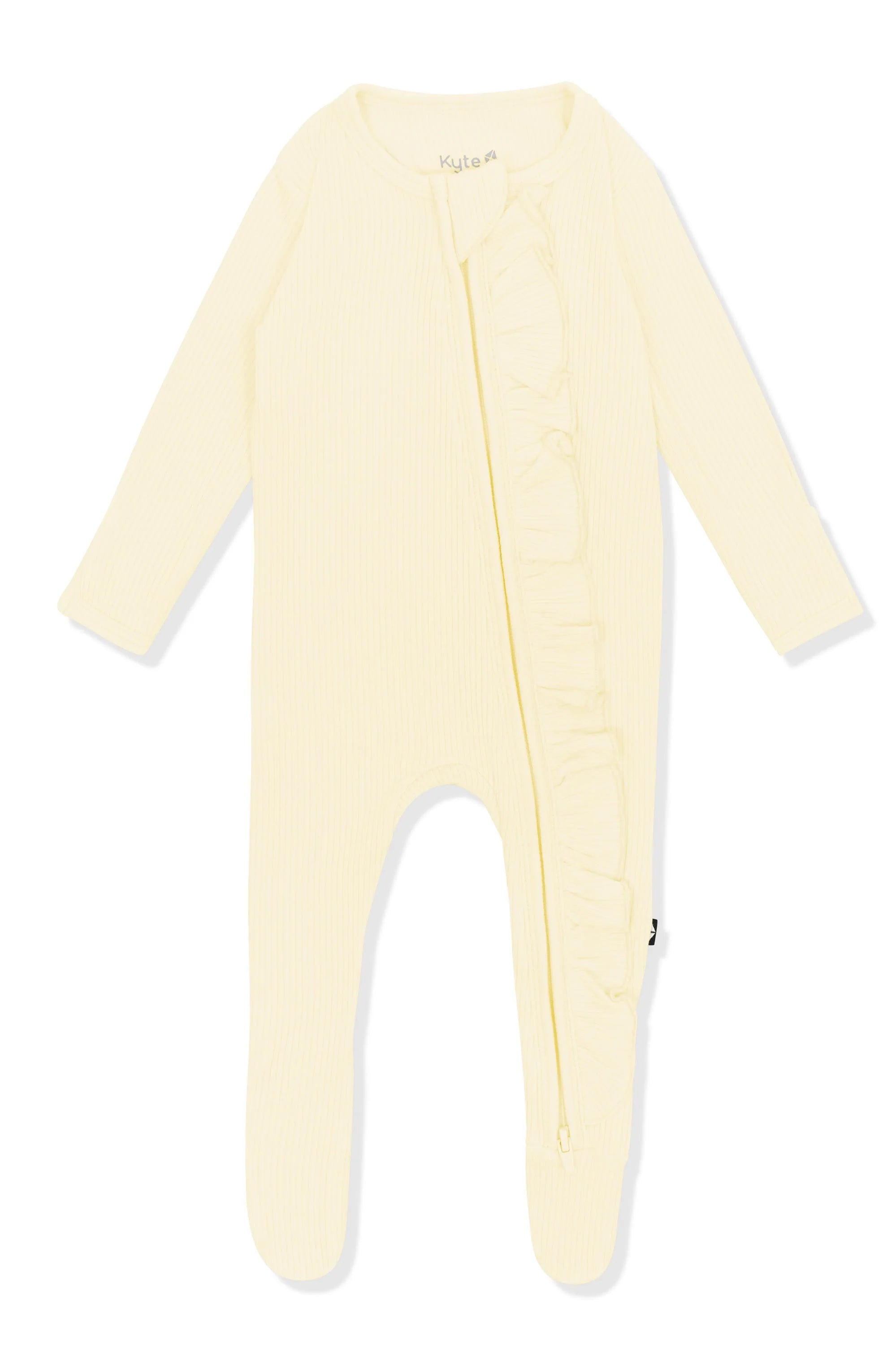Ribbed Ruffle Zipper Footie Secondary image
