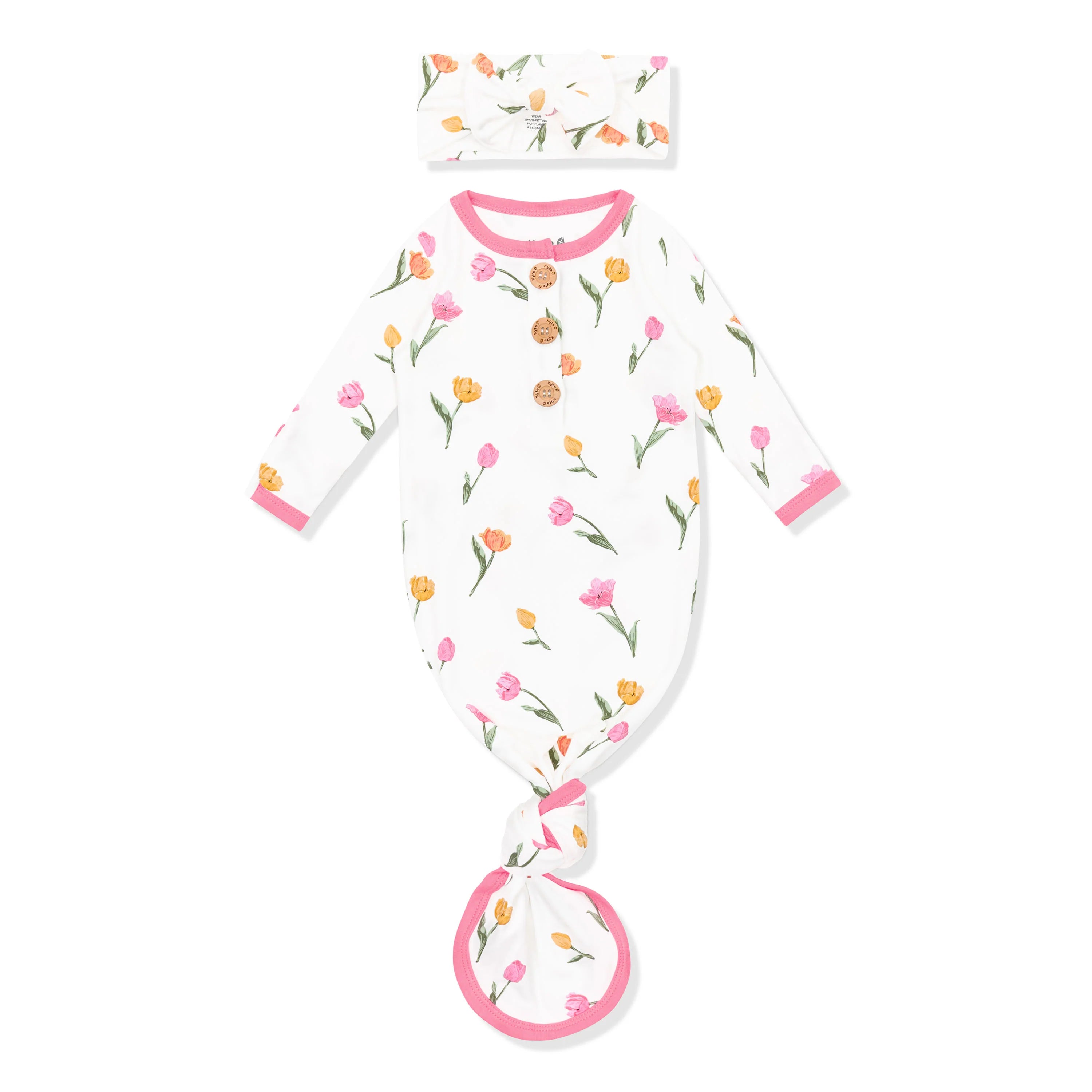 Knotted Day Gown with Bow Set Set in Tulip Secondary image