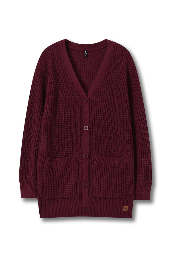 Chunky Knit Women's Waffle Cardigan