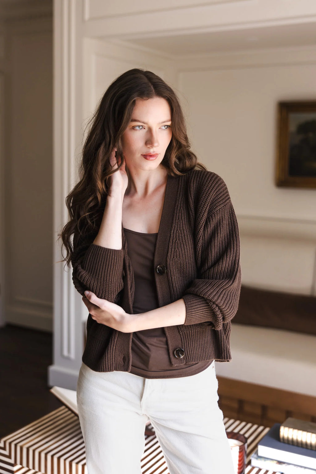 Chunky Knit Women's Cropped Cardigan